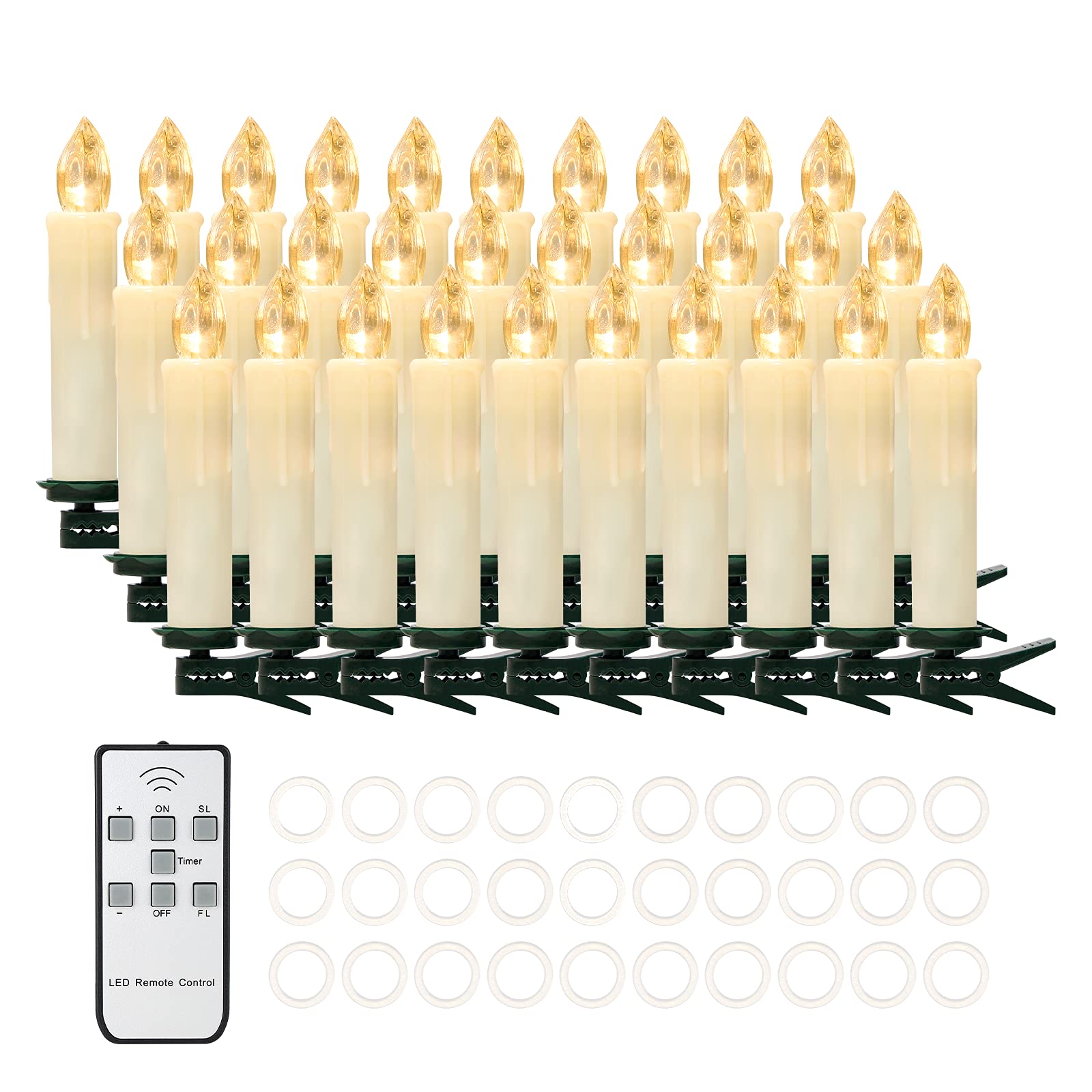 Photo 1 of Daord 30 PCS Flameless LED Taper Candles Battery Operated Christmas Tree Candle Lights Electric Fake Candles with Remote Timer Perfect for Holiday Home Garden Wedding Parties Decor (30 PCS,Ivory)