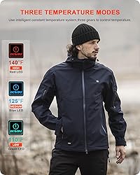 DEWBU Soft Shell Heated Jacket for Men with 12V