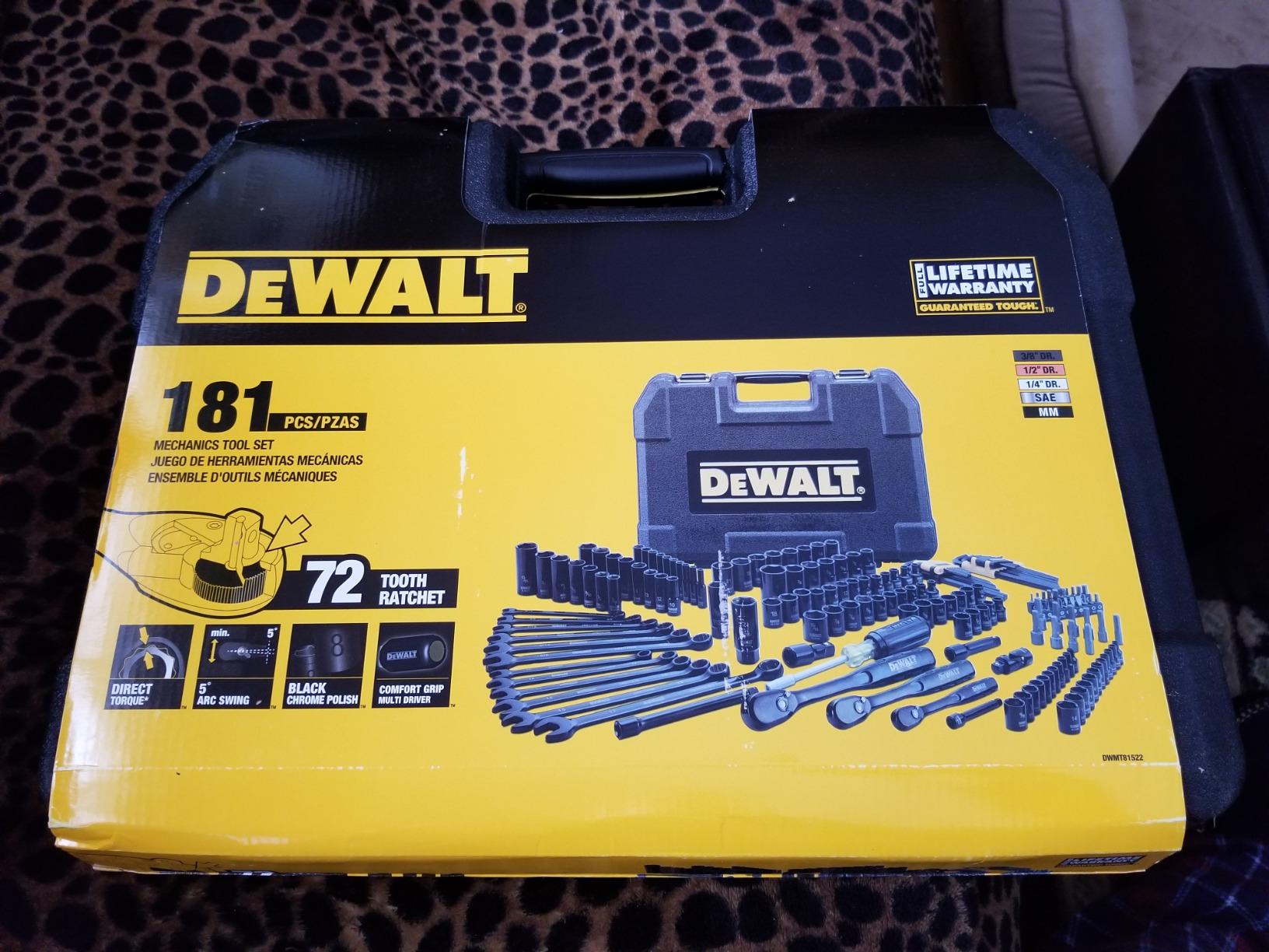 DEWALT 184 Piece Mechanics Tool Kit Spanner Socket Set Ratchet Black Chrome NEW - View #2