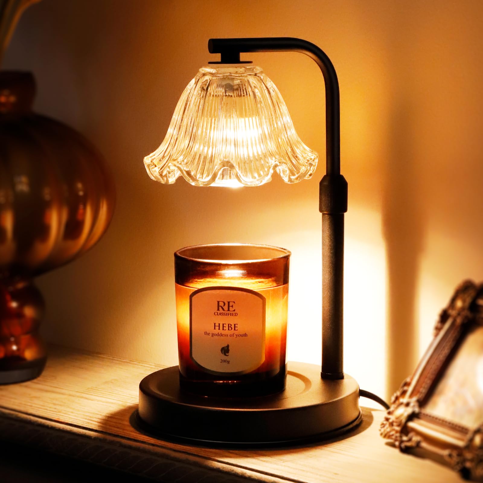Photo 1 of Candle Warmer Lamp with Timer Dimmer - Adjustable Height Wax Melt Warmer for Scented Jar Candles Light, Women Birthday Gifts for Mom, House Warming Gifts New Home Vintage Room Decor