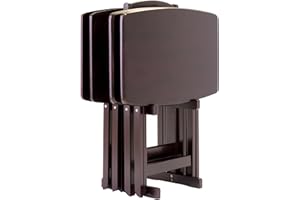 Winsome Dylan Snack Table Set with Stand, for Living Room, 26", Espresso, Set of 4 Tables