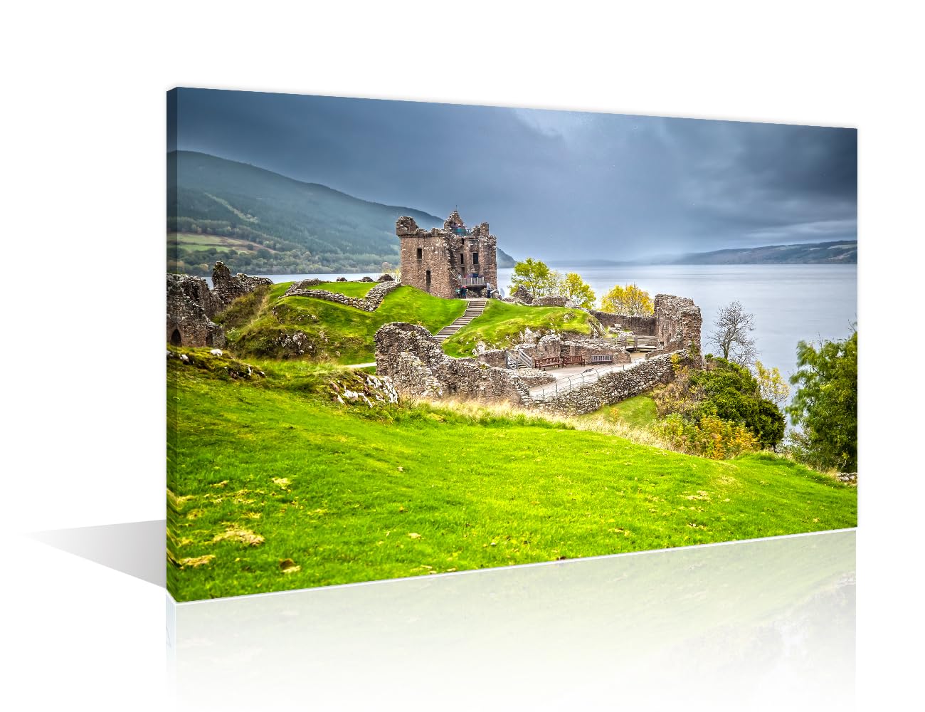 1 Panels Office Decor Urquhart Castle UK Natural Landscape Wall Art for Living Room Historical Building Rural Wall Decoration Pictures Wall Decor for Bedroom Framed Ready to Hang (16"Wx24"H)
