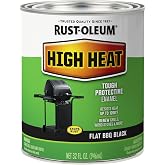Rust-Oleum High Heat Flat Bar-B-Que Black Enamel Paint | Up To 1200&deg;F Protection, Grills, Wood Stoves &amp; Radiators, Rust &amp; Corrosion Resistant, Interior/Exterior, Quart