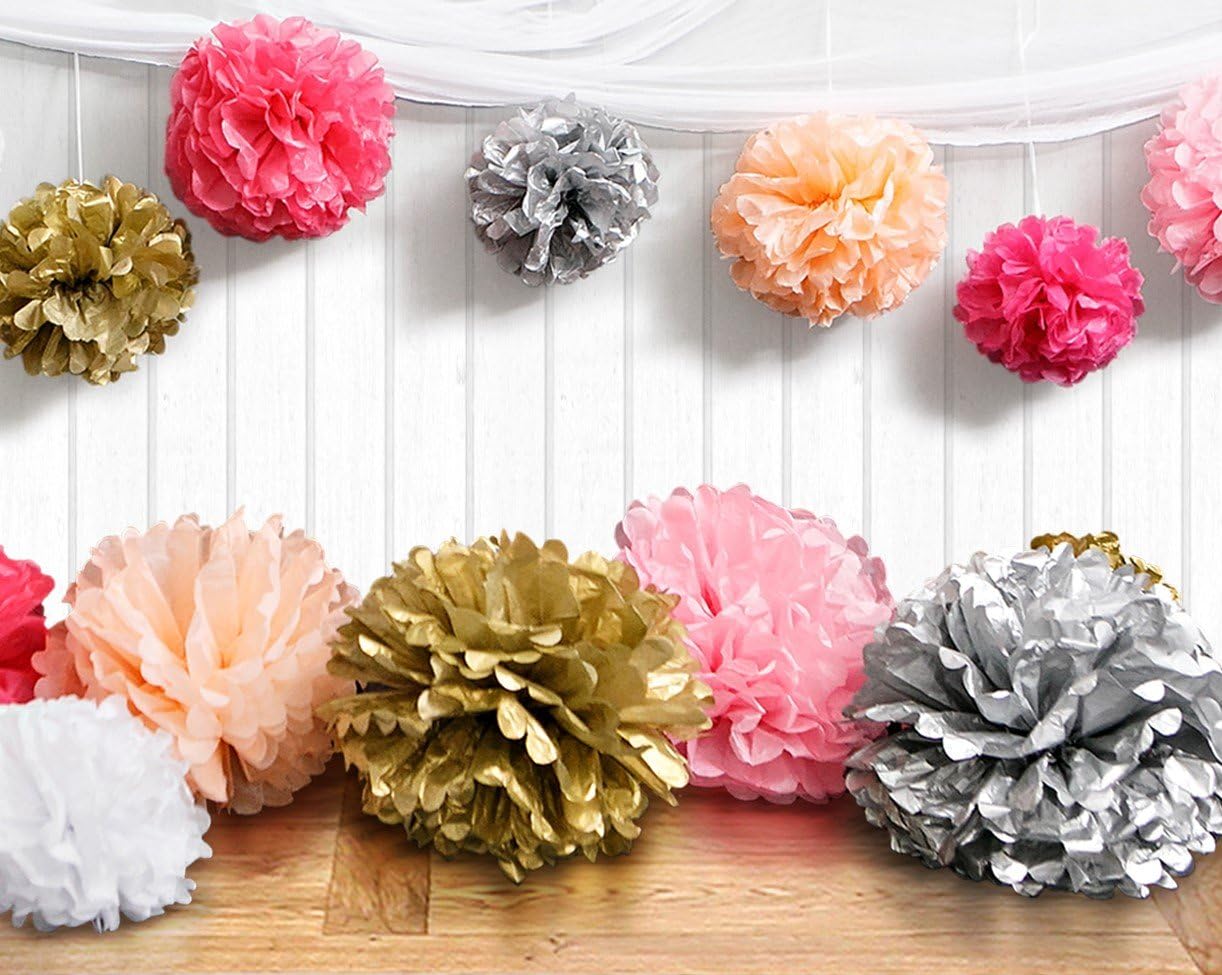 Tissue Paper Pom Poms - 18 Premium Pom Pom Set