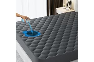 KMALL Waterproof King Mattress Protector, Noiseless King Size Mattress Pad with Deep Pocket Fitted Up to 8-21 inches, Soft & Breathable Bed Mattress Cover Washable for Home, Bedroom, Hotel (Gray)