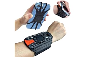 OOPSCOOL Wristband Phone Holder for Running,Phone Wrist Strap 360° Rotation & Detachable - Compatible with iPhone 16/15/13/XR, for Samsung and More - Fits 4''-6.5'' Phones - for Walking(S)