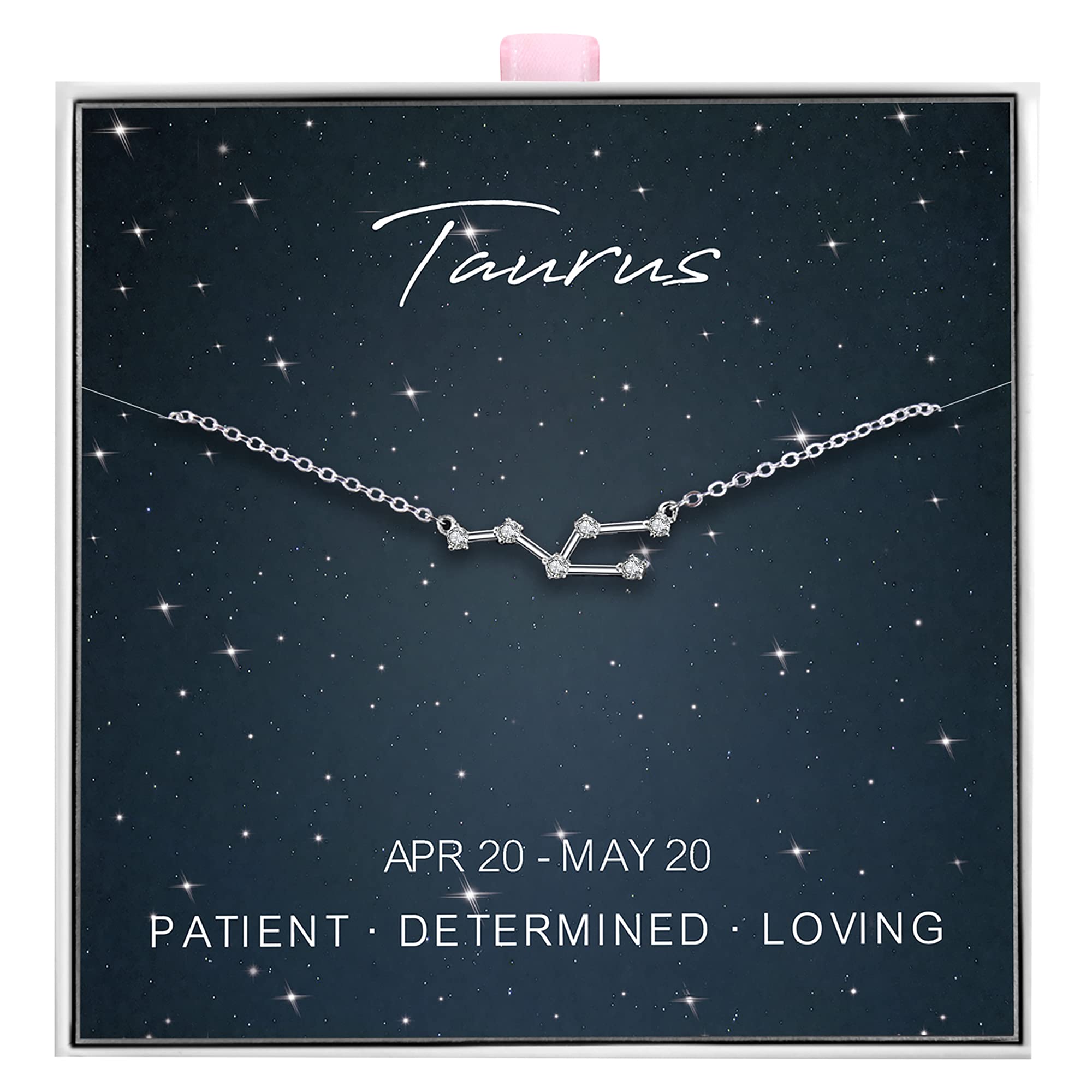 ALoveSoul 925 Sterling Silver Constellation Horoscope Zodiac Taurus Necklace, Gift for Women Girls