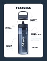 LifeStraw Go Series 1L Water Filter Bottle BPA Free 2 Pack Nordic Noir view 2