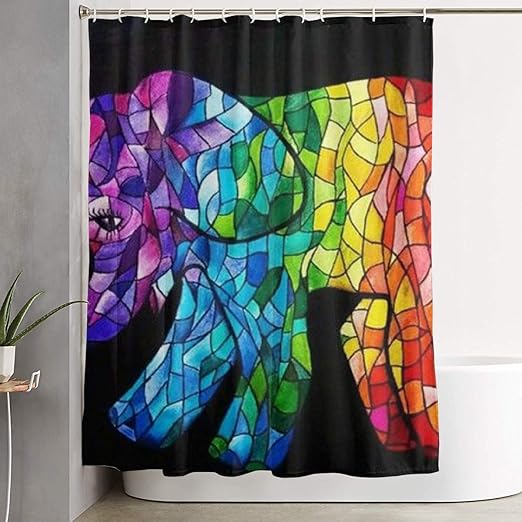 Amazon Com Enjoyg Elephant Holding A Flower Shower Curtain Shower