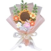 YUNBIAOSEN Crochet Flower Bouquet, Knitted Flowers, Completed Crochet Sunflower Daisy Flowers for Graduation Gifts Birthday Home Decor (Pink)
