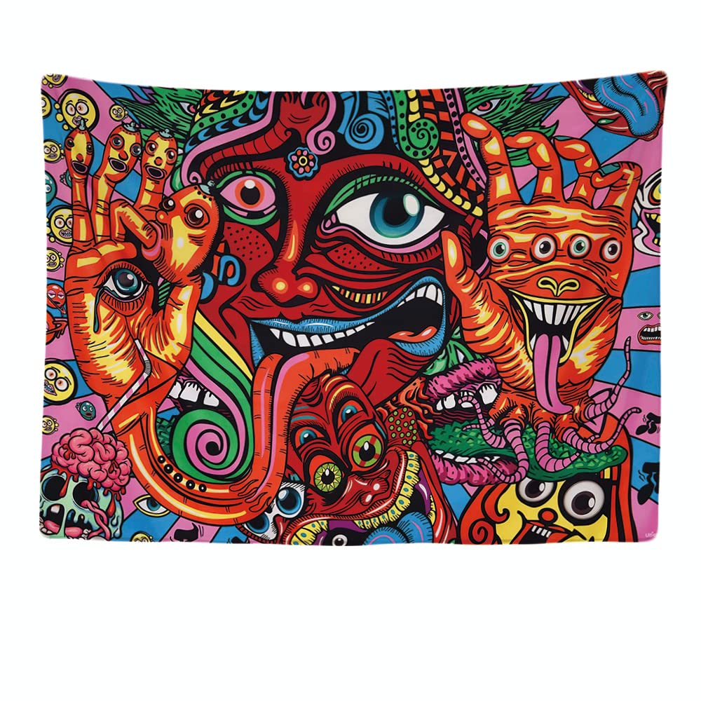 Ulticool - Psychedelic Trippy Draws Eyes - Tapestry - 200 x 150 cm - Large Tapestry - Hippie Accessories Bohemian - Decoration - Cloth - Painting - Curtain for Bed, Wall or Ceiling — image 1