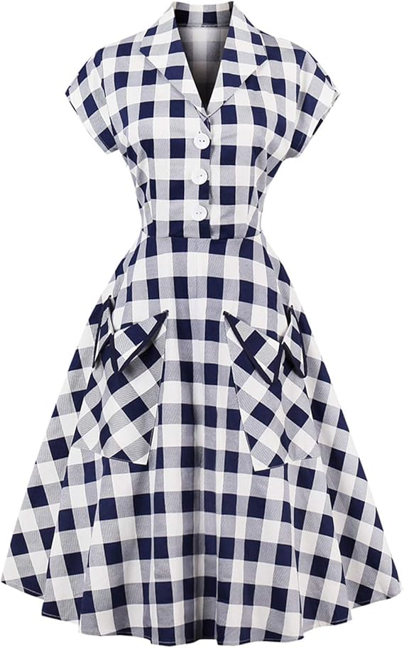 Amazon レディース 1950年代 半袖 レトロ ヴィンテージ カクテルパーティー スイングドレス ワンピース チュニック 通販