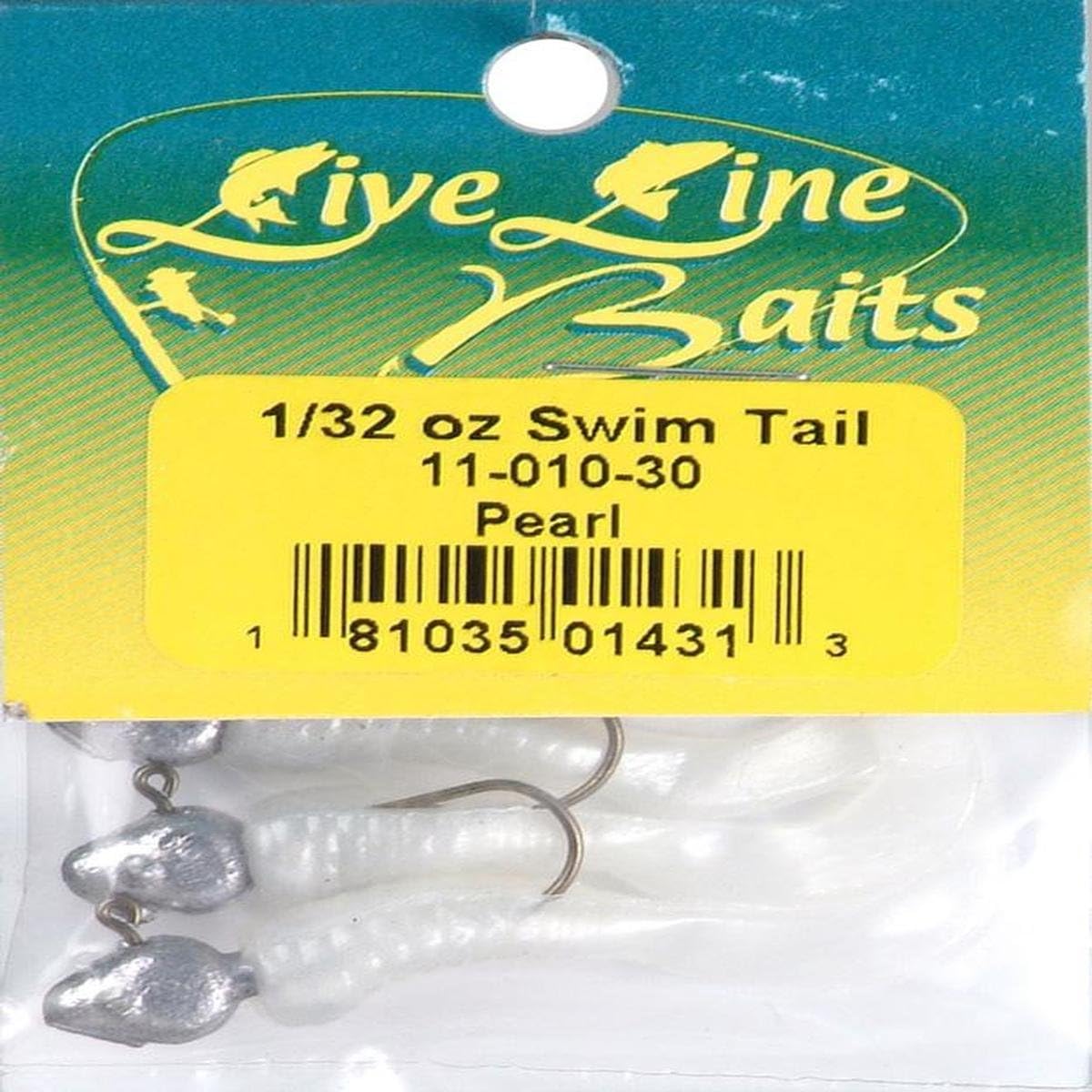 Live Line Baits Mini Swim Tail Jigs Fishing Equipment (3 Pack), Pearl
