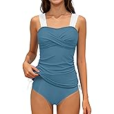 NECIOUS Girls Swimsuits 2 Piece Criss Cross Bathing Suit Drawstring Wide Straps Tankini Sets for 9-16 Years