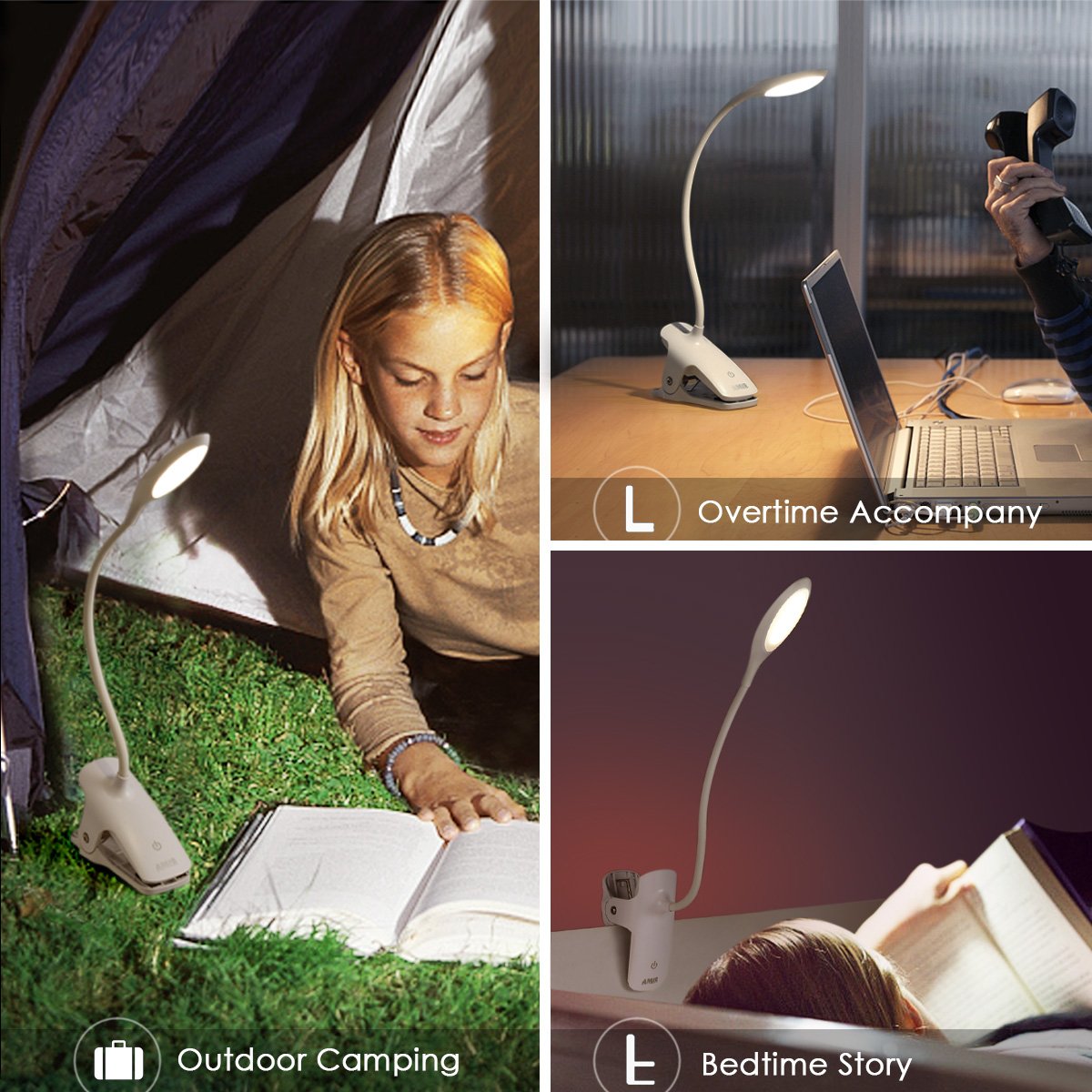 Lampe Bureau Led Rechargeable Pack De 2 Lampes De Bureau LED COB Rechargeables - Col Cygne Flexible Lampe De Chevet A Pince