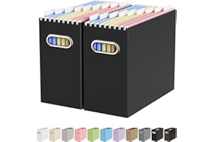 Oterri Cardboard File Organizer Box for Hanging File Folders Letter Size,File Box for Computer Desk,File Cabinet,Working Home,Office,Classroom (Black, Letter Size - 2 Packs)