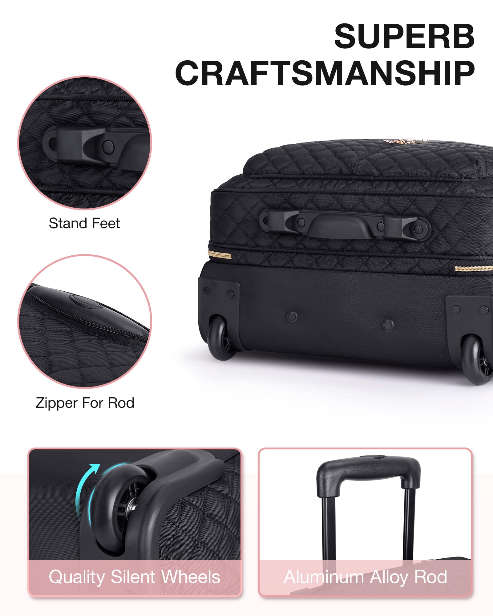 BAGSMART Rolling Laptop Bag Women, Rolling Briefcase for Women, 17.3 Inch Laptop Bag with Wheels Computer Bag Laptop Case for Work Travel Business