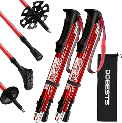DOBESTS Wanderstöcke, Nordic Walking Stöcke Aluminium, mit extra Gummipuffer und Tragebeutel, Faltbare Leichte Trekkingstöcke für Damen und Herren, Wanderstock Verstellbar 110cm-130cm