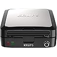 Krups Breakfast Set Stainless Steel Waffle Maker 4 Section 1200 Watts Square, 5 Browning Levels, Removable Plates, Dishwasher