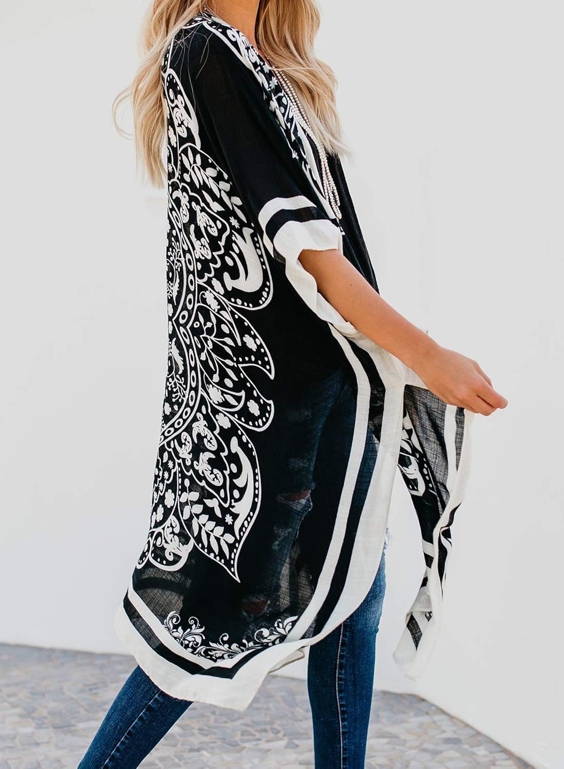 Dokotoo Womens Fashion Spring Loose Loose Open Front Soft Casual Printed Kimonos Bikini Set Swimsuit Cover Up Swimwear Cardigans D Black at  Women’s Clothing store