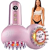 Lymphatic Drainage Massager & Anti Cellulite Massage Tool, Helps Reduce Stretch Marks & Cellulite, for Legs, Arms & Belly, Body Sculpting Machine with Microcurrent, Light, Heat & Vibration (Rose Gold)