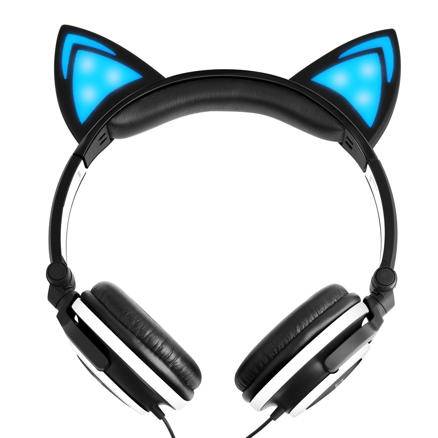 Kids Headphones, Barsone Wired Cat Ear Headphones,Foldable Cat Cosplay Earphone Over Ear Children\'s Headsets With Glowing Light, Girls/Boys/Young people Cute Headphones, Compatible for all smart phones and tablets (Black)