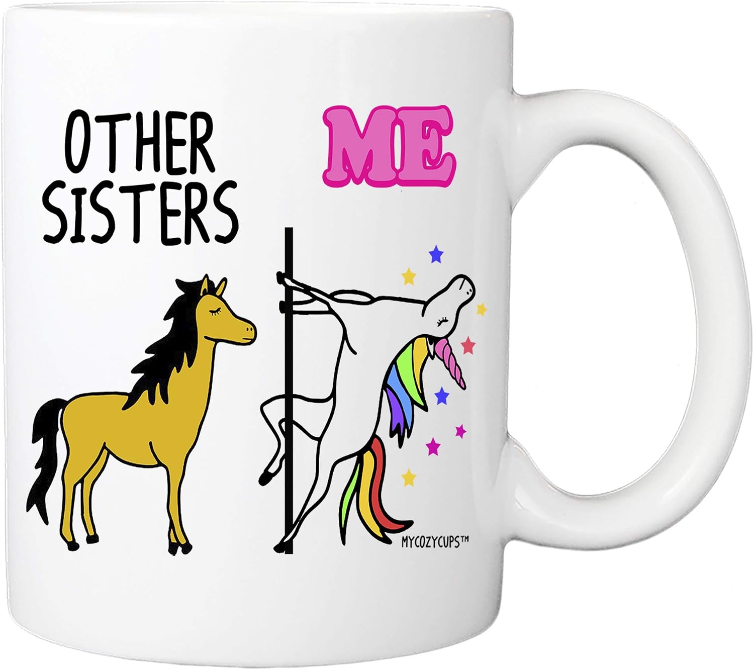 Amazon Com Other Sisters Me Unicorn Coffee Mug 11oz Novelty Cup For Little Big Sister Best Friend Twin Sibling Birthday Christmas Valentine S Day Graduation Mug Kitchen Dining