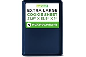 NutriChef Extra Large Cookie Sheet - Nonstick Carbon Steel Baking Tray for Easy Food Release, Professional Quality, Durable a