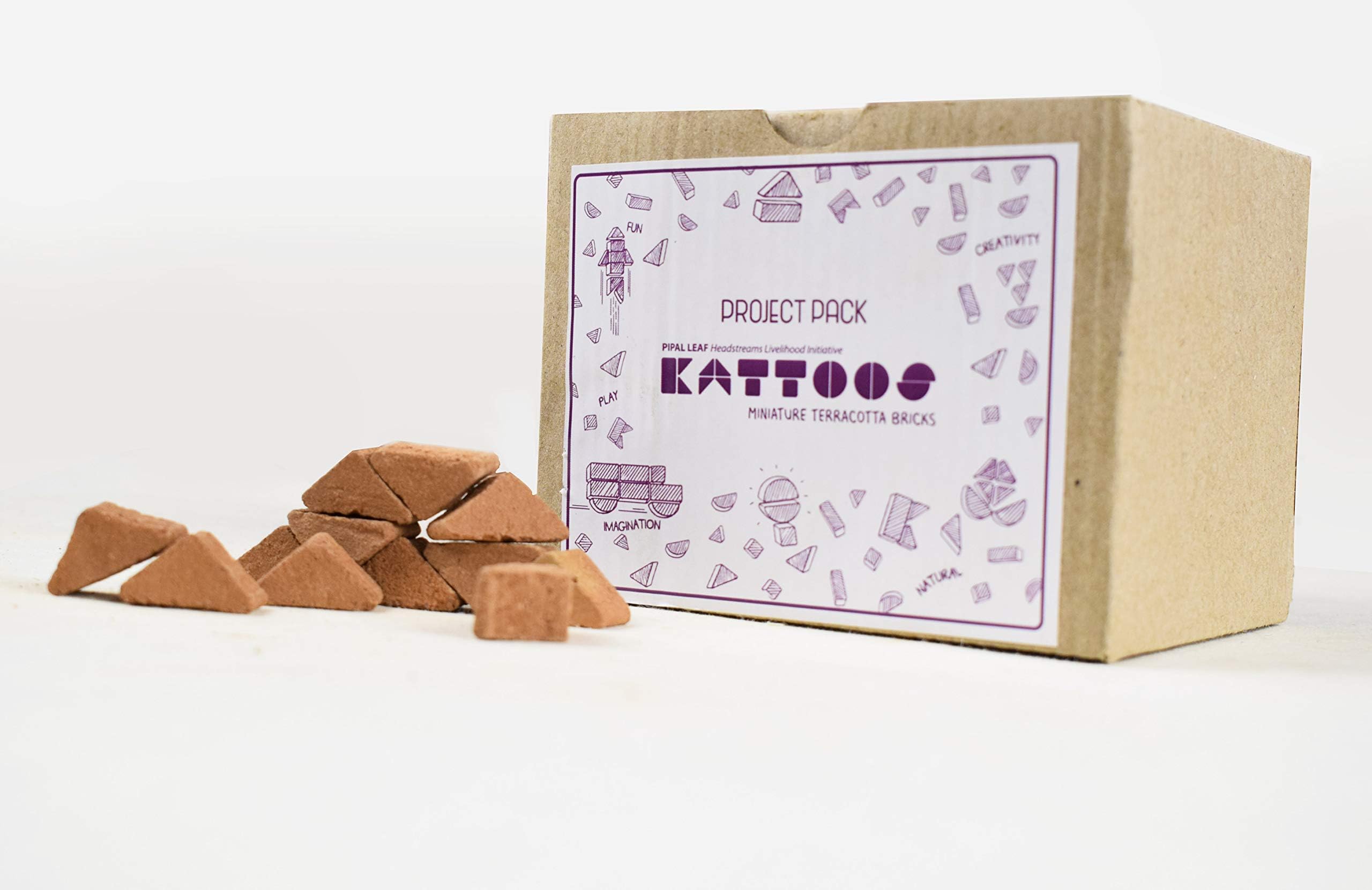 Kattoos Project Pack (Triangle, 250 nos., Reddish Brown Bricks) Blocks for School Projects