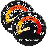 Frienda 2 Pcs Wood Stove Thermometer Accessories, Magnetic Stove Top Meter Gas Oven Pipe Thermometer Gauge for Wood Burning Top Gas Pellet Fireplace Flue Avoiding Destroyed by Overheat