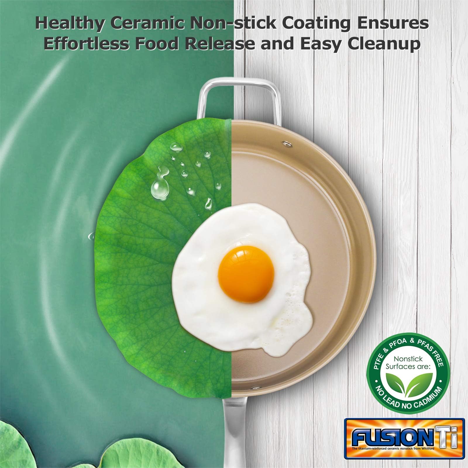 Duxtop Ceramic Non-stick Sauté Pan, Induction Stainless Steel Sauté Pan, 5.5-Qt Deep Skillet with Lid, Professional Grade and Impact-bonded Technology, FUSION Ti