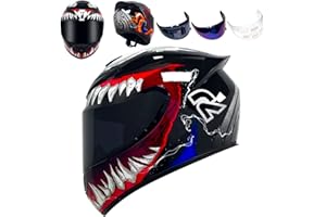 HTLNUZD Full Face Motorcycle Helmet Racing Motocross Helmets with Pinlock Compatible Clear&Tinted Visors DOT Model Approved Street Bike Helmet