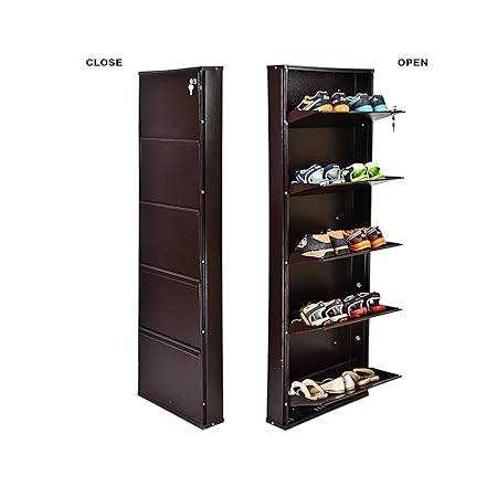 Orril O20 21-Inches Powder Coated 5 Door Steel Shoe Rack (Full Brown)