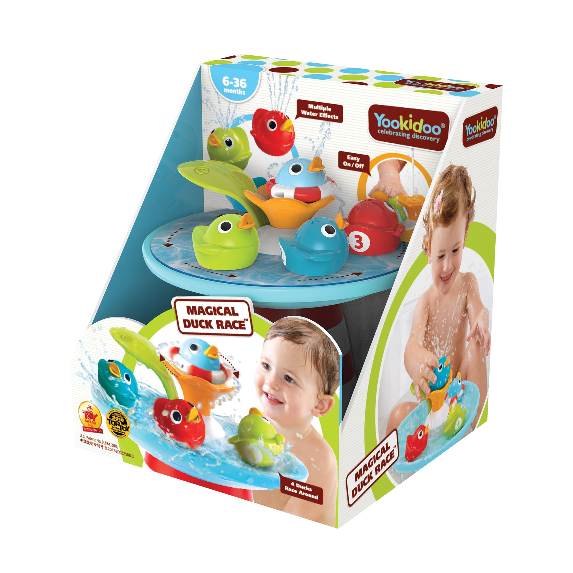 Yookidoo Bath Toy - Magical Duck Race with Auto Fountain, Water Pump, and 4 Racing Ducks. Kids and Toddlers Tub Game.