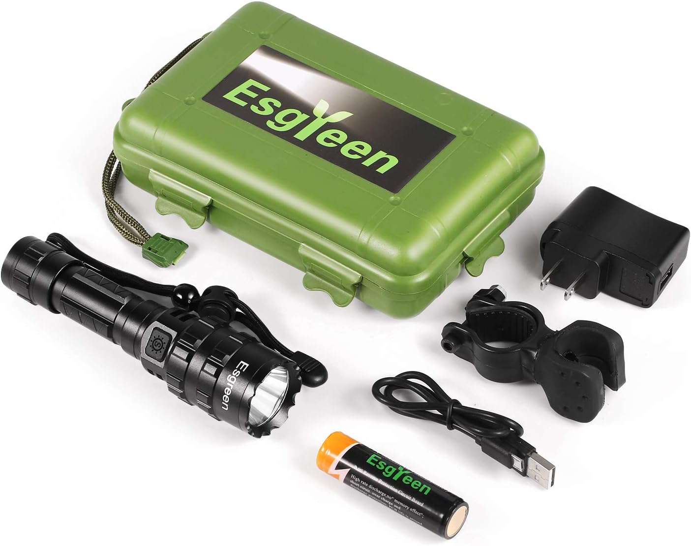 Rechargeable Tactical Flashlight High Lumens LED 18650 5000mAh Battery Charger USB Cable Gift Box Included L2 Waterproof Big Torch Portable Adjustable Aluminum Flash Light For Emergency Camping Hiking - - 