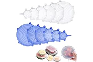 GRITOSE 12 PCS Reusable Stretch Silicone Lids for Food Storage, Heat-Resistant Silicone Bowl Covers for Cup, Cans, Jars, Universal Food Grade Silicone Lid for Round Container (6 Different Sizes)