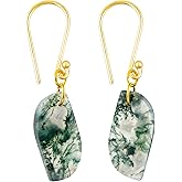 NJCRAFT Natural Dangle Earrings, Gemstone Jewelry, Gold Hook, Handcrafted Gift for Her, 25-30 Carat