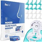 FireAnt 100 Saline Packets and 16 Pack Silicone Saline Pods Refills Set, Compatible with Navage Nasal Care &mdash; Includes 100 Count Salt Packets Sinus Rinse + 16 Reusable Salt Pads in White &amp; Blue