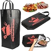 BBQ Blanket for Resting Meat,Blanket Reusable Grilling Meat Insulated Resting Bag,Meat Resting Blanket for Grilling Accessories with Wide Mouth for Large Brisket,Beef,Turkey(21in-Big Handle)