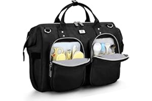 POMELO BEST Diaper Bag Totes with Changing Pad & Stroller Straps, Large Portable Newborn Baby Bags, Unisex and Stylish Travel Diaper Backpacks for Mom and Dad (Black)