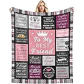Best Friend Birthday Gifts for Women, Best Friend Blanket, 310GSM Cozy Soft Warm Throw Blanket for Bestie, Friendship Gifts for Women BFF Soul Sister 50"x60"