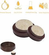 SUL Castor Cup Felt Pad Non Slip Floor Protector 50mm Glide Chair Leg Sofa Wood view 8