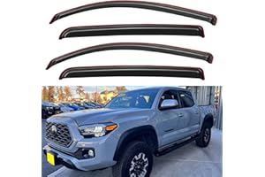 YQAUTEC in-Channel Window Visors Rain Guards for 2016-2023 Toyota Tacoma Double Cab, Window Wind Deflectors Vent Shades for 16-23 Tacoma