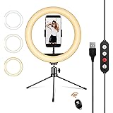 U PHITNIS 10" Ring Light with Stand & Phone Holder Dimmable Selfie Ring Light for Live Stream/Tiktok/YouTube/Video/Makeup/Pho