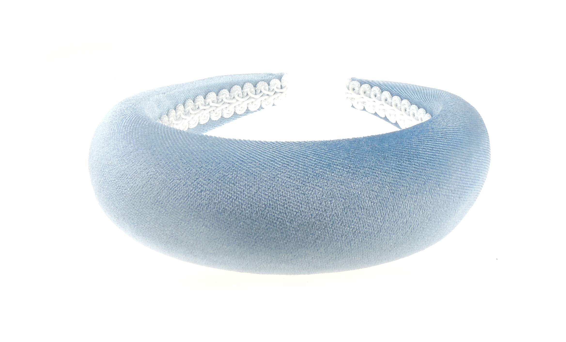 Womens Occasion Wedding Bridal Party Birthday Christmas Evening Wide Thick High Bump Padded Matador Velvet Velour Hair Hairband Headband Alice Band (Baby Blue, One Size)