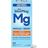 SlowMag Muscle &amp; Heart Magnesium Chloride Supplement with Calcium, 60 Count, Supports Muscle Relaxation, Heart, Nerve &amp; Bone Health, High Absorption
