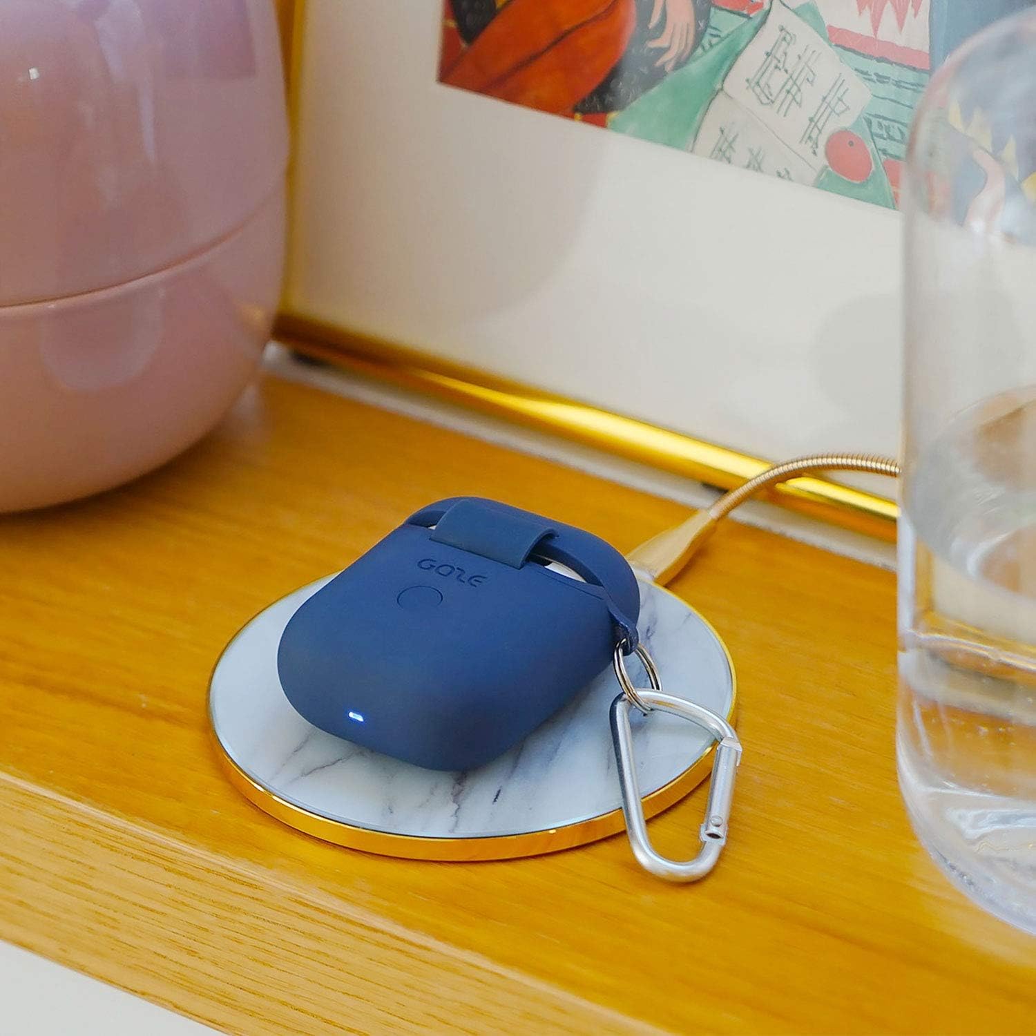 GAZEON Qi Wireless Charging Airpods Case Cover/Skin, Midnight Blue, 51L * 65W * 29.5H mm - Image 5