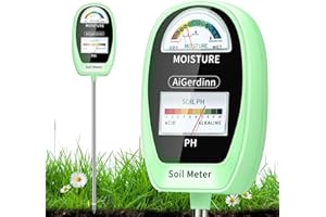 AiGerdinn 2-in-1 Soil Test Kit, Soil Moisture Meter, Soil pH Tester-Dual Dial-Simultaneously-Display Results-Soil pH Meter, Moisture Meter for House Plants,Lawn,Garden,Farm Indoor&Outdoor-BabyGreen