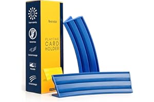 BORICO Card Holders for Playing Cards - 2 Pack Playing Card Holder for Kids and Adults,Stackable Storage Game Card Tray with a Travel Pouch (Blue)
