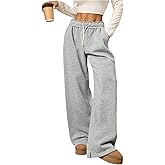 RoseSeek Women's Foldover Drawstring High Waisted Sweatpants Wide Leg Split Baggy Workout Trousers Pants